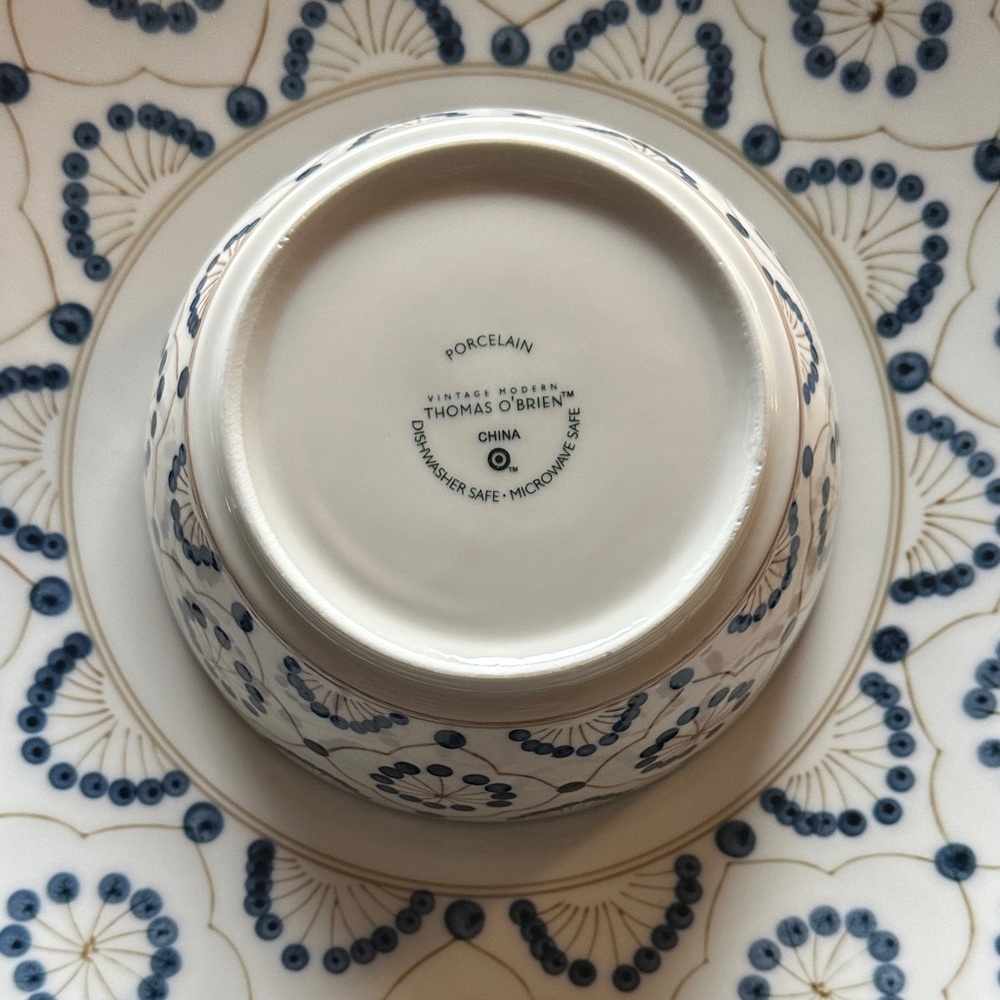 Thomas O’Brien porcelain platter with two bowls.